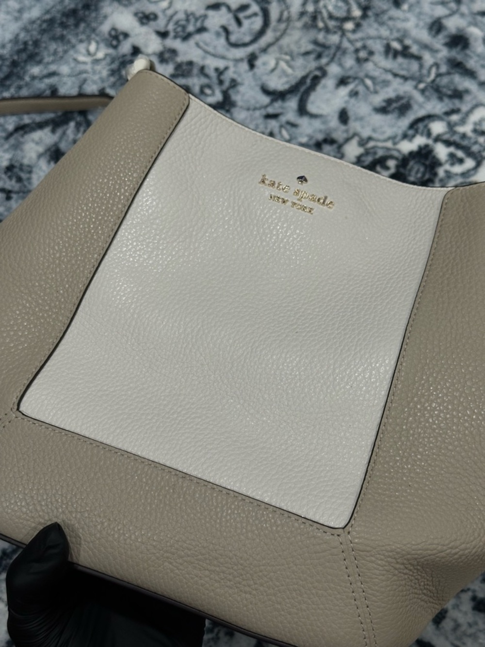 New kate spade Two-Tone Taupe & Cream Leather Shoulder Bag - Picture 2 of 11